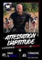 Formation attestation d’aptitude – Chiens de 1ère et 2ème catégorie
